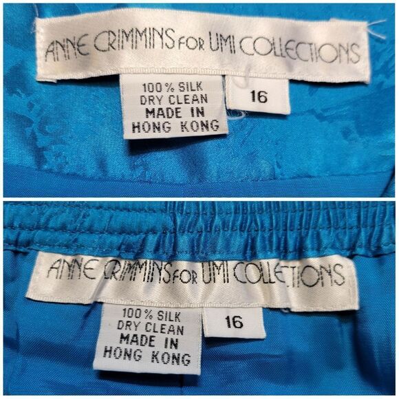 Anne Crimmins Vintage Matching Silk Skirt Set Blue Purple Fuschia Sequin Blazer - Picture 14 of 14
